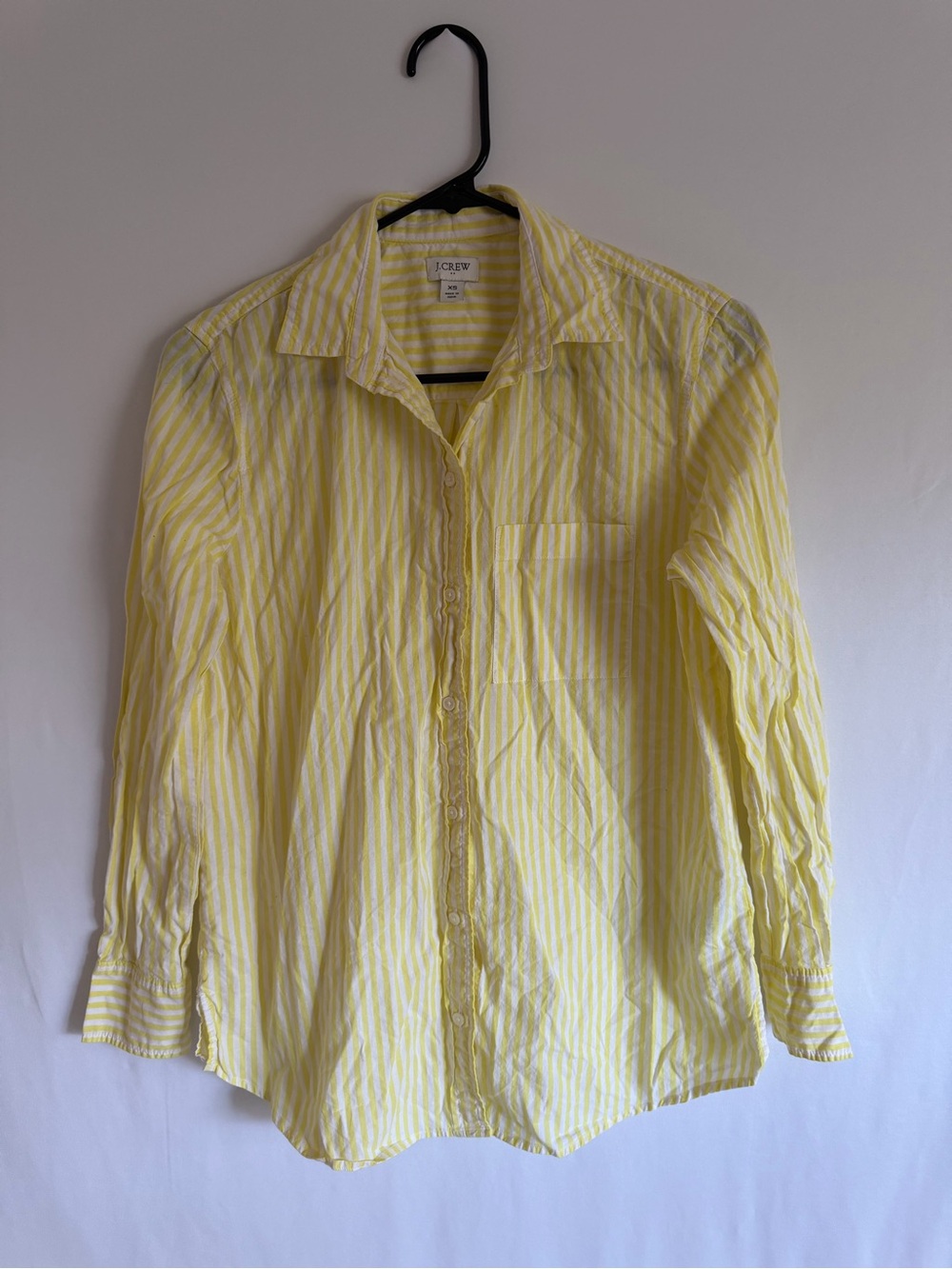 J Crew Women’s Relaxed Button Front Shirt Yellow Stripe XS